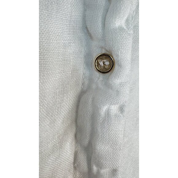2/$30 ZARA Medium White Linen V-Neck Blouse With Button-Up Front - Picture 9 of 11